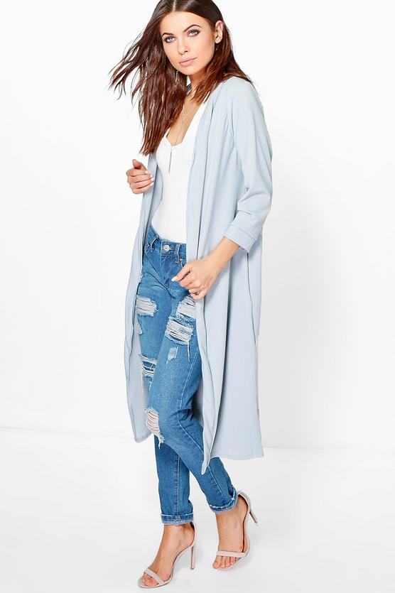 Harriet Collarless Scuba Crepe Duster